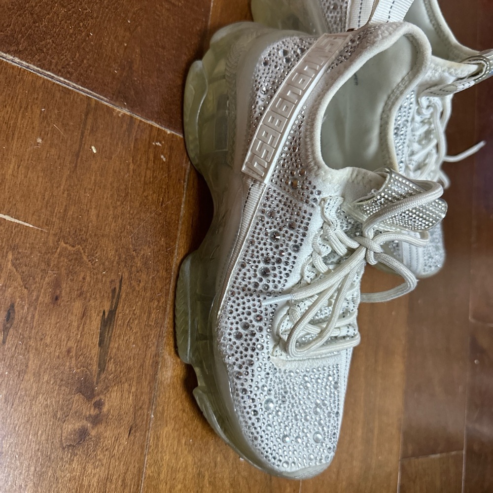 Steve Madden White Rhinestone Sneakers